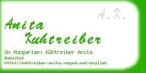 anita kuhtreiber business card